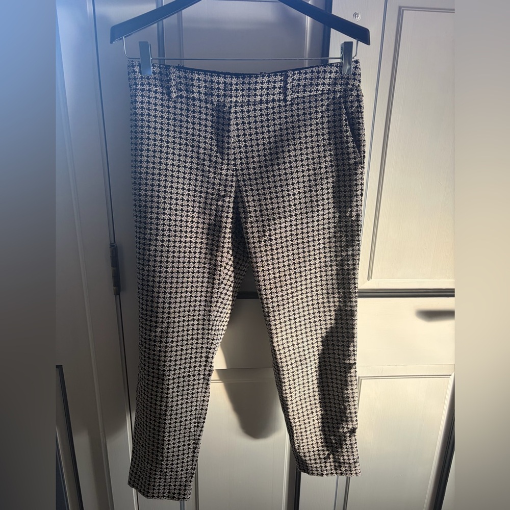 PAULE KA Black and White flower pattern Houndstooth Dress Pants